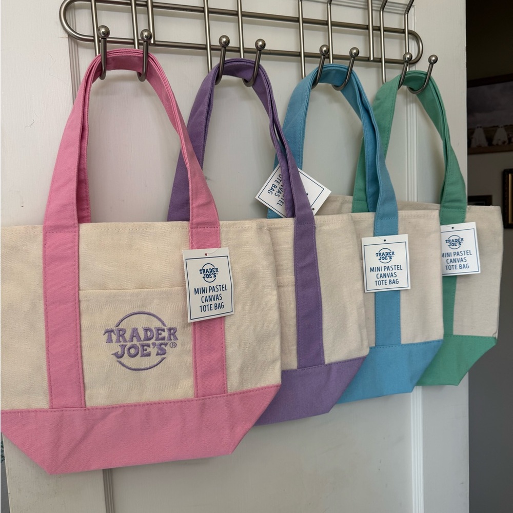 Trader Joe’s SET of Mini Pastel Canvas Tote Bag